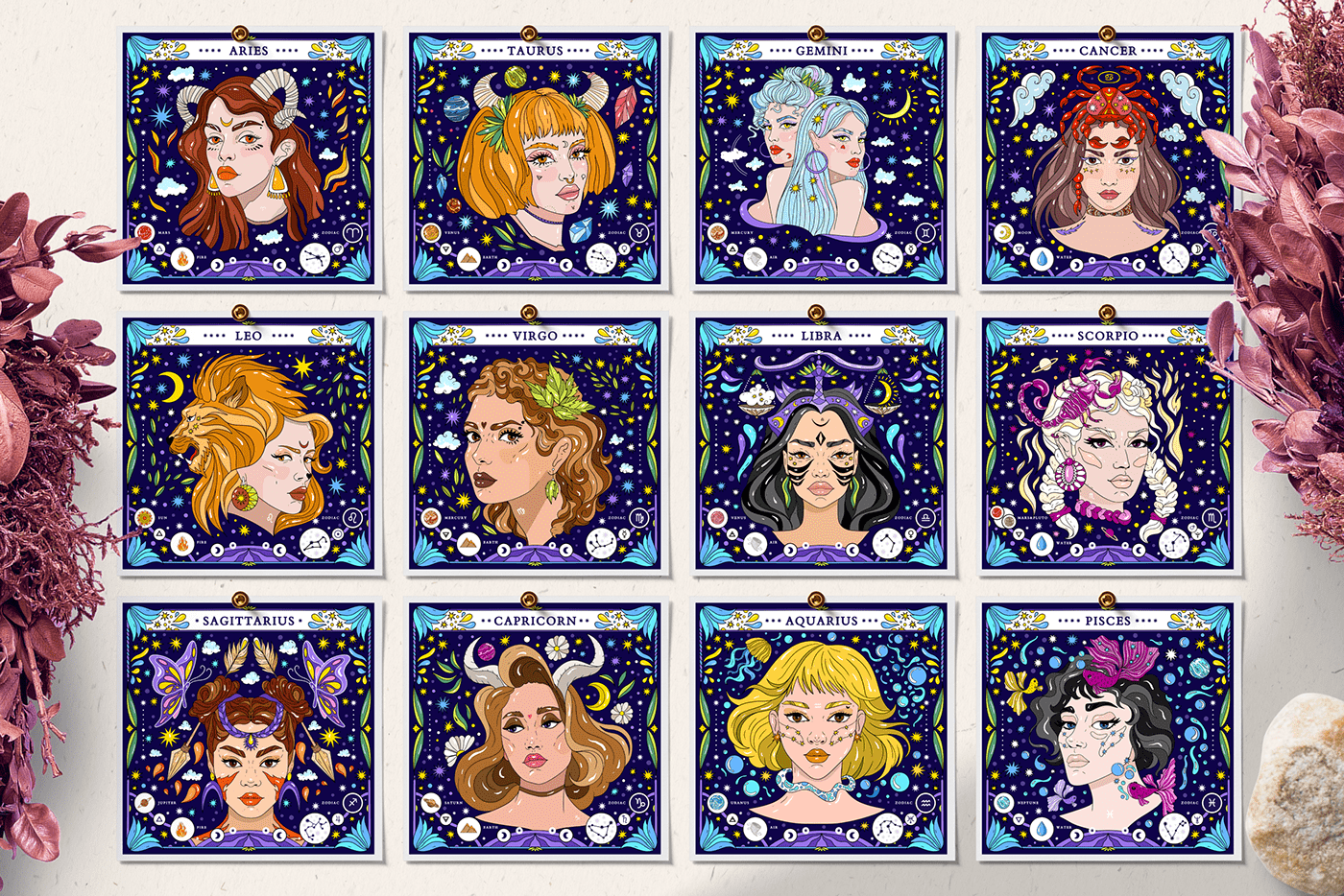 astrological astrological symbols boho cards Constellations Magic   stars tarot zodiac zodiac posters