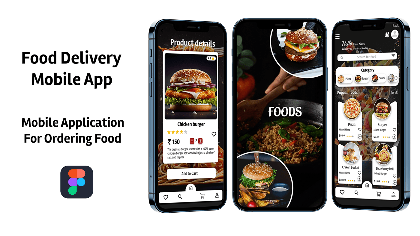 UI/UX restaurant figma design Figma Mobile app food application food application design Food application UI food mobile app design