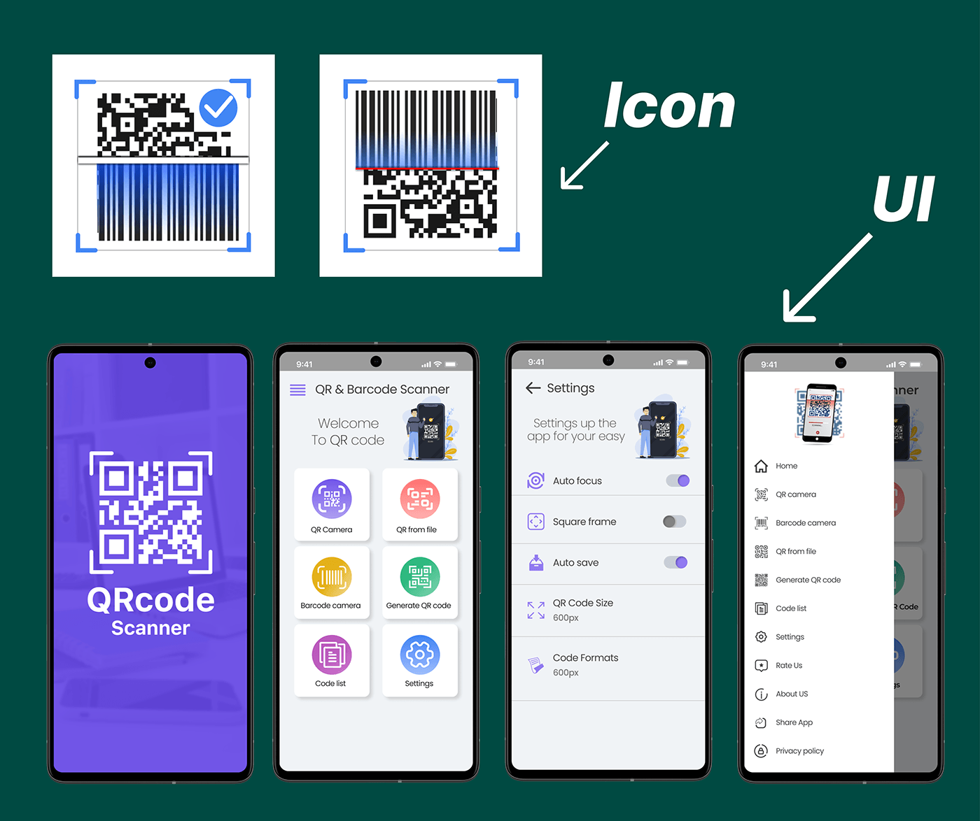 figma ui mobileapp QR Code mobile design icon design  uiuxdesign app design ui design Figma UI/UX