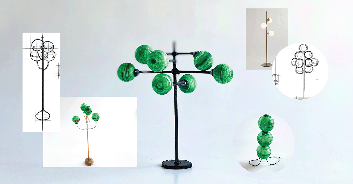 algae art industrial design  Lamp light home Office living room kitchen Illustrator