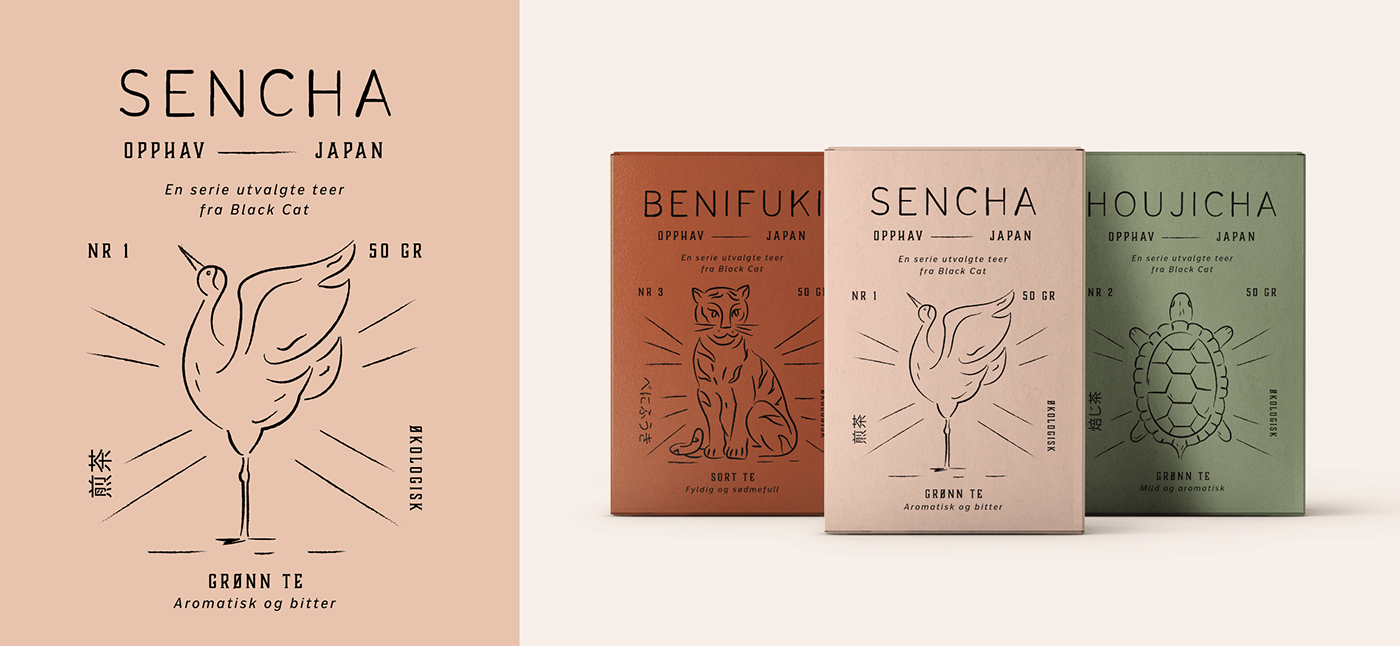 japanese tea Food Packaging Design product paper organic animals ILLUSTRATION 