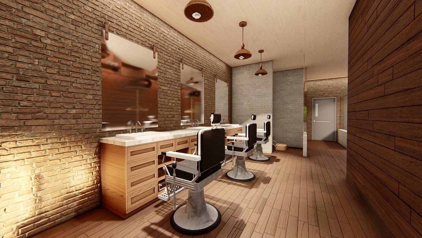 archviz barbershop CGI interior design  lumion visualization