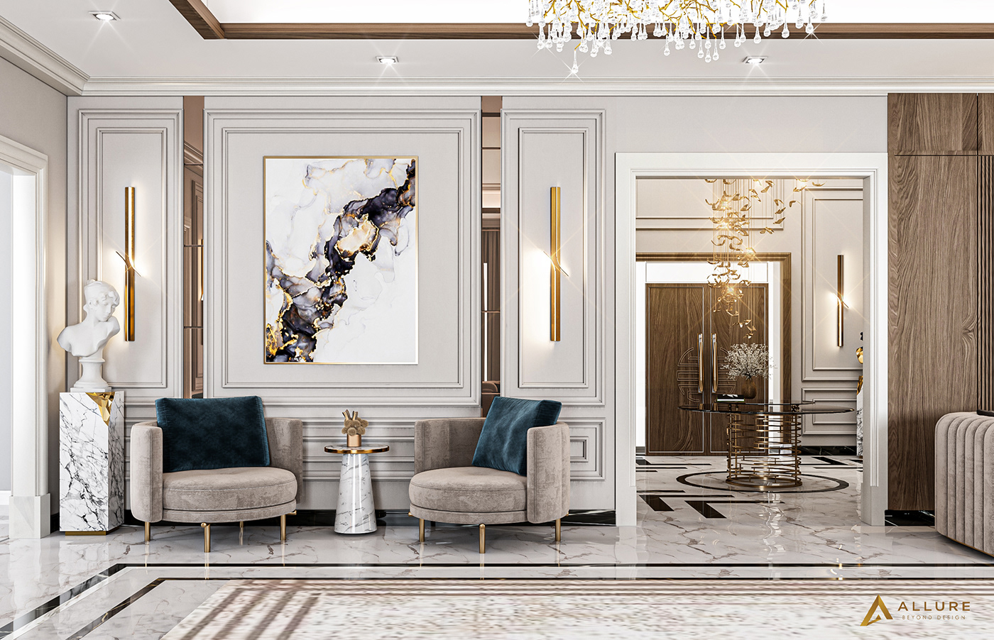 3D 3ds max design Interior interior design  luxury neoclassic Render visualization vray