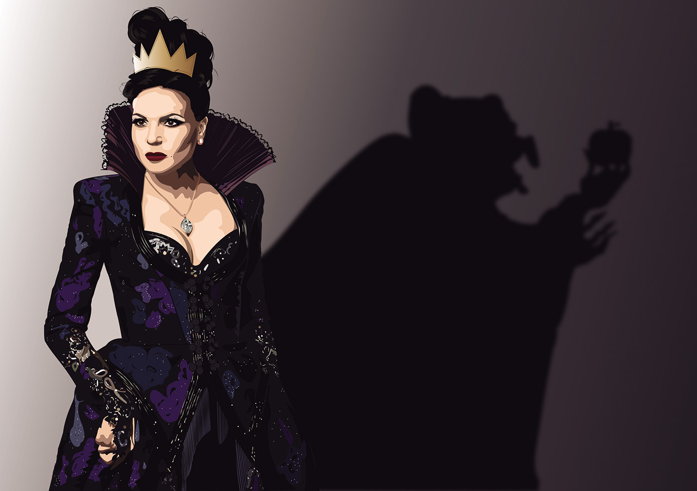 regina mills OUaT snow white Illustrator vector shadow apple Evil Queen once upon a time disney