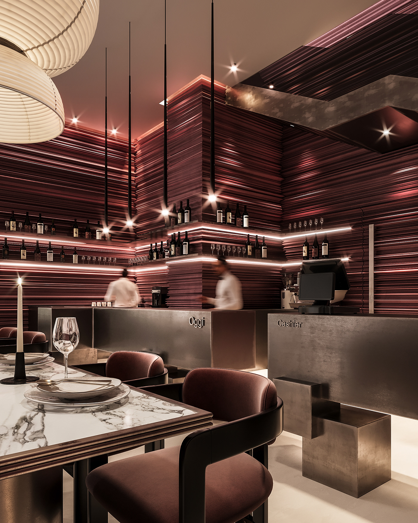 CGI architecture visualization interior design  archviz modern corona restaurant Cafe design living room