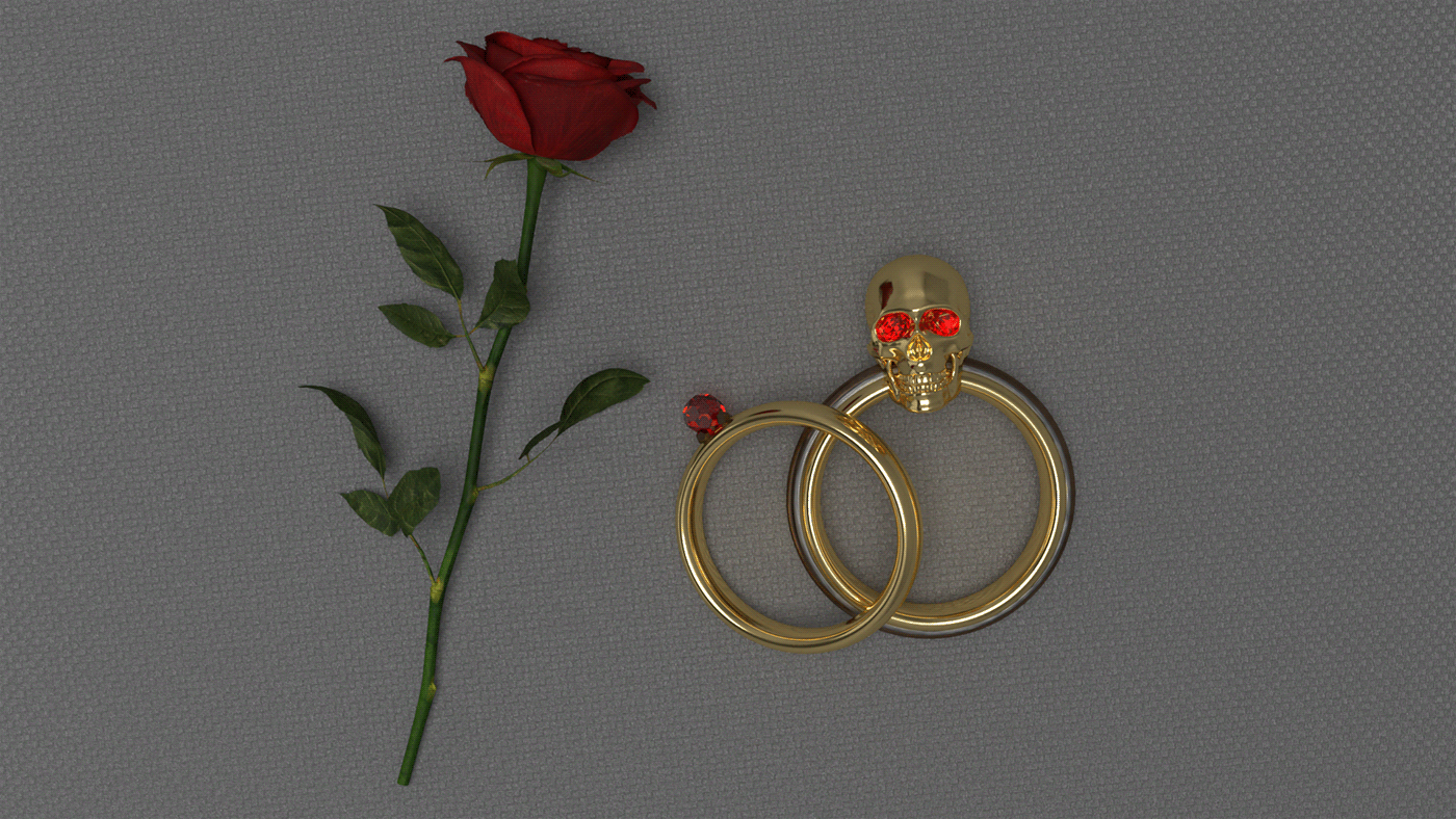 Rose, skull ring and woman ring !