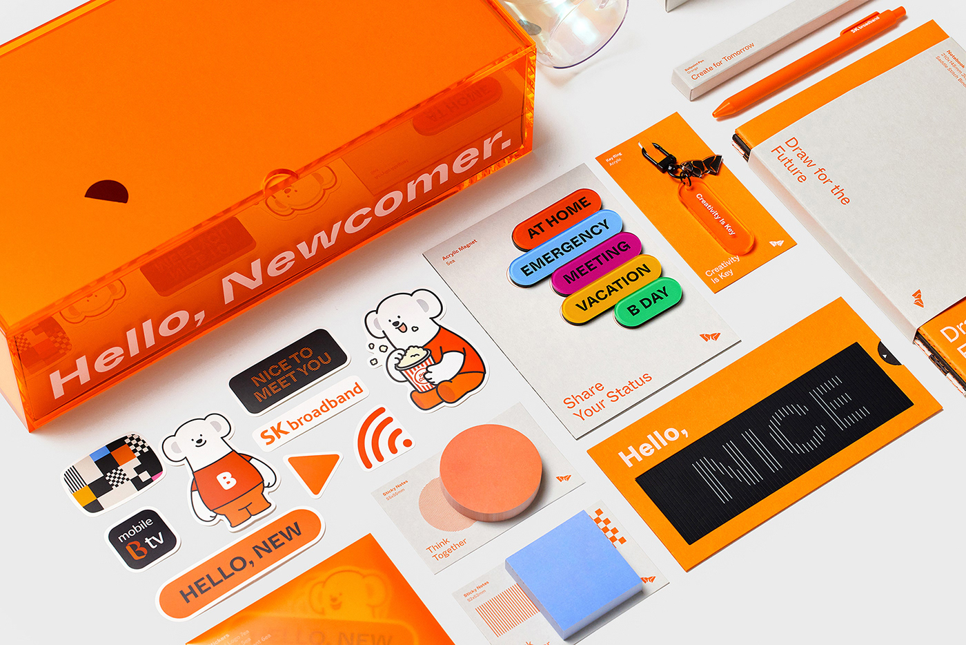 orange skb welcome kit brand experience branding  Onboarding kit Packaging skbroadband