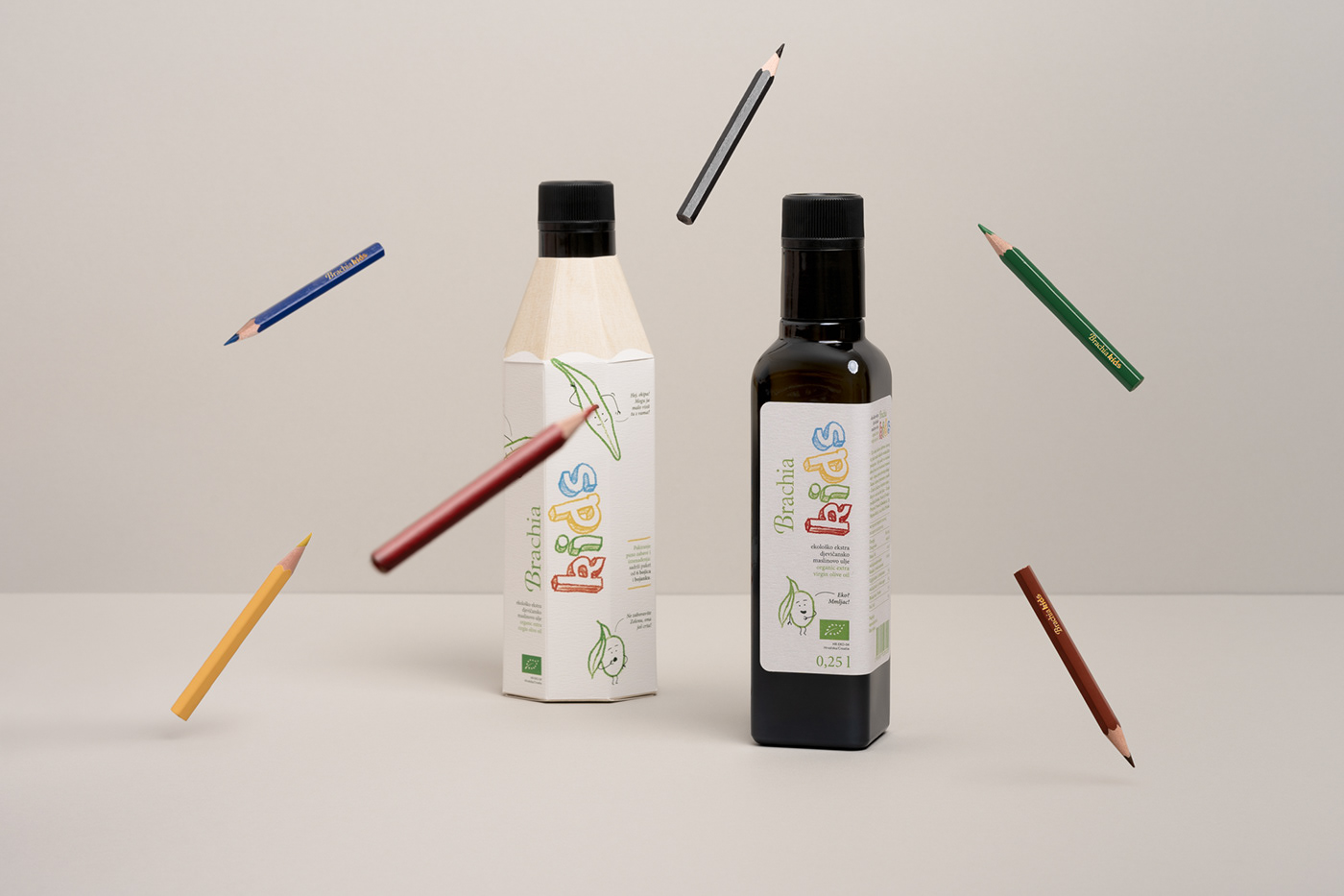 Packaging ILLUSTRATION  branding  animation  Design for Kids Olive Oil packaging design product identity kids