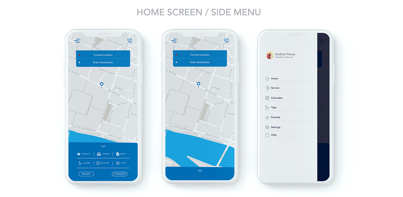 PIDETAXi Mobile app taxi app UI/UX Interaction design 