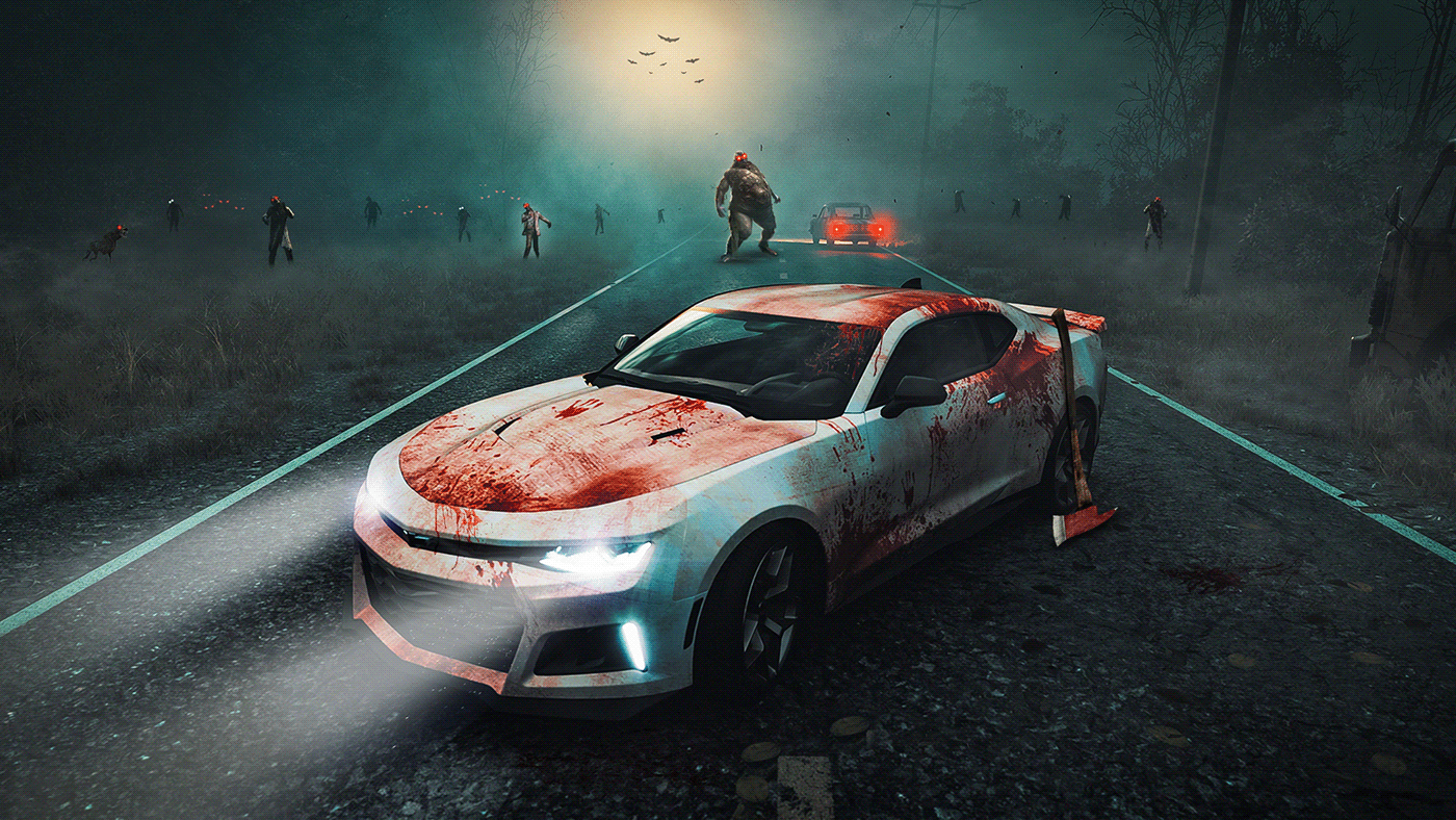 zombies zombie car wallpaper art Unreal Engine photoshop LastOfUs2 Videogames Digital Art 