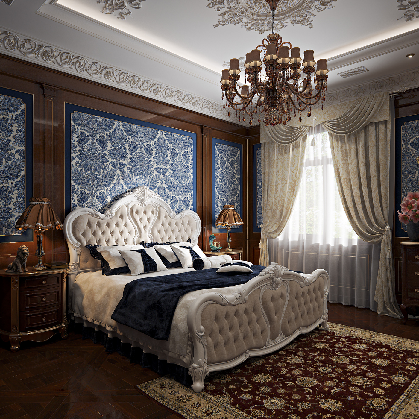 mould bedroom Classic blue ornament