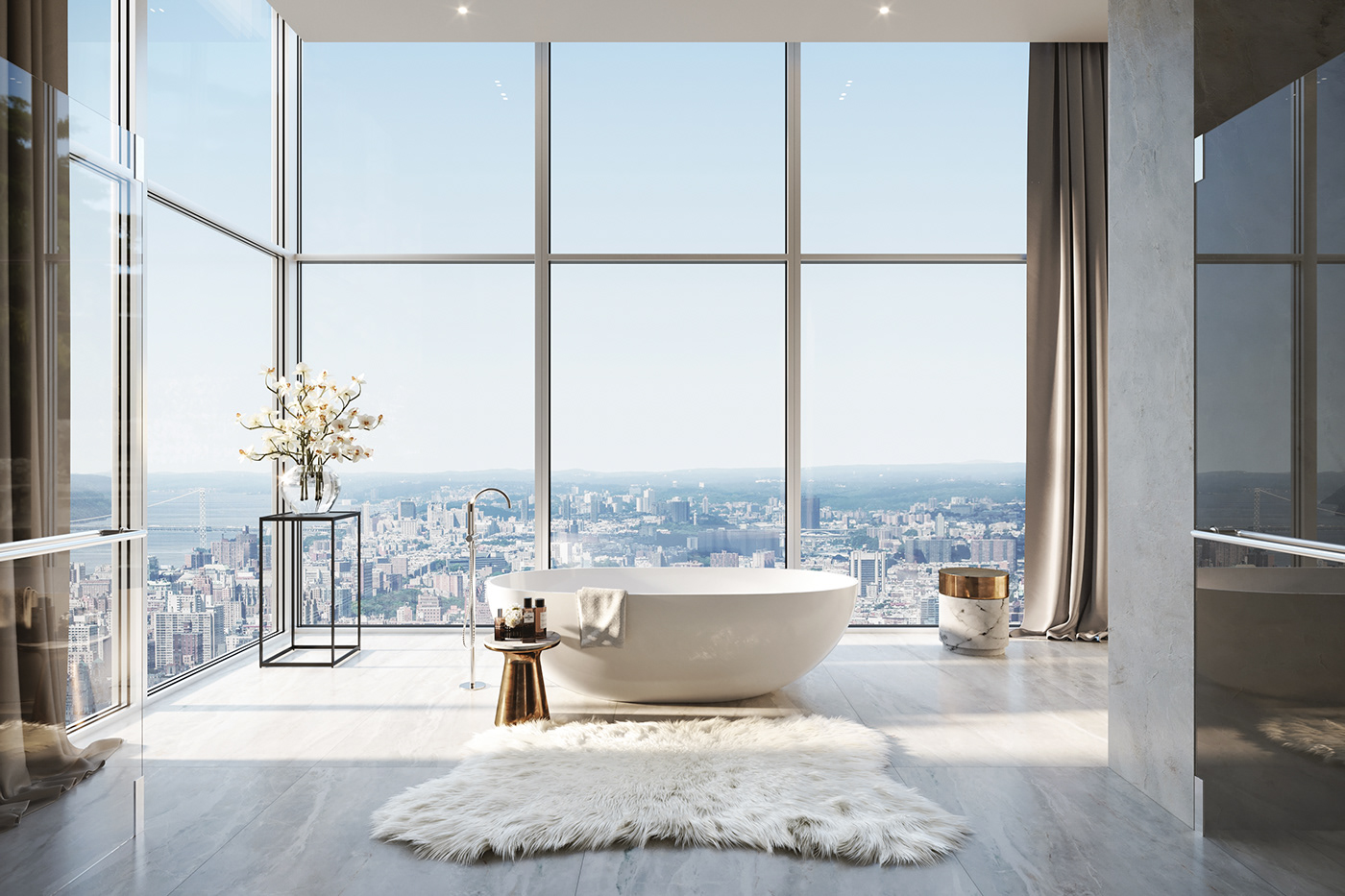 penthouse apartment architecture visualization Render 3ds max corona archviz newyork bathroom