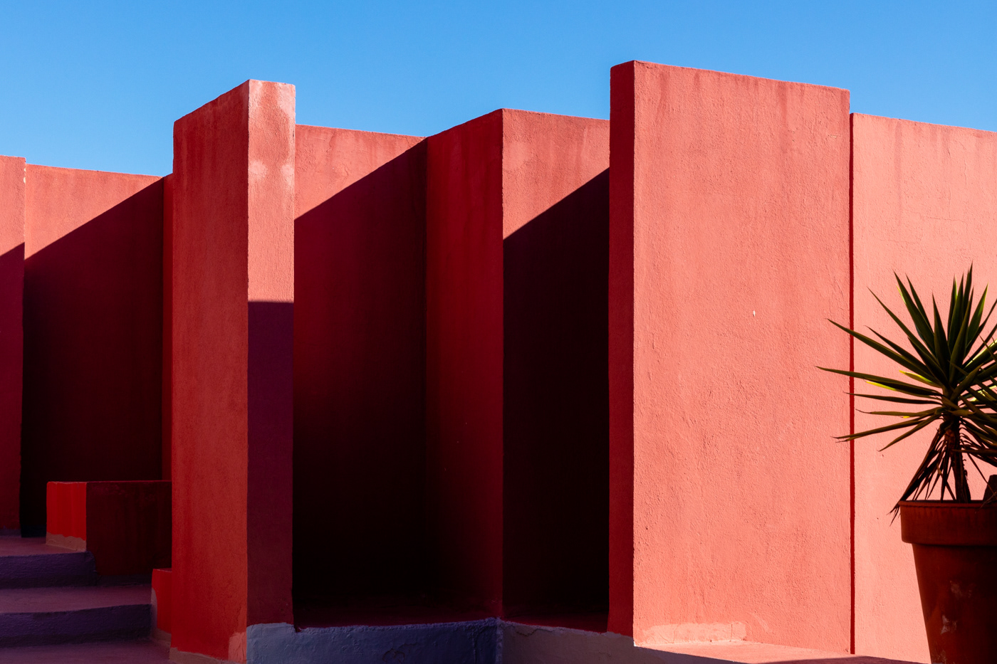 architecture bofill building color concrete contemporary design Muralla Roja red Urban