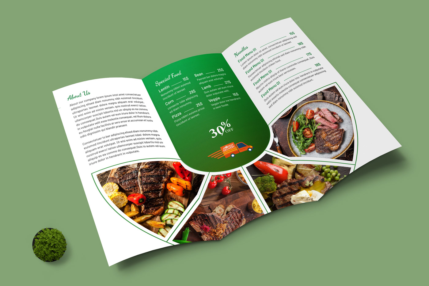 trifold trifold brochure food menu brochure Advertising  Graphic Designer print design  magazine print trifold design