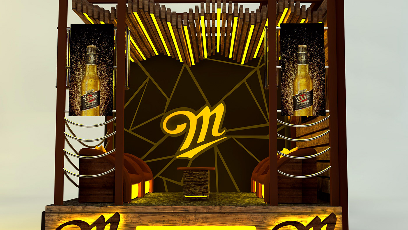 3D bar beer furniture gold life lights mgd miller premium