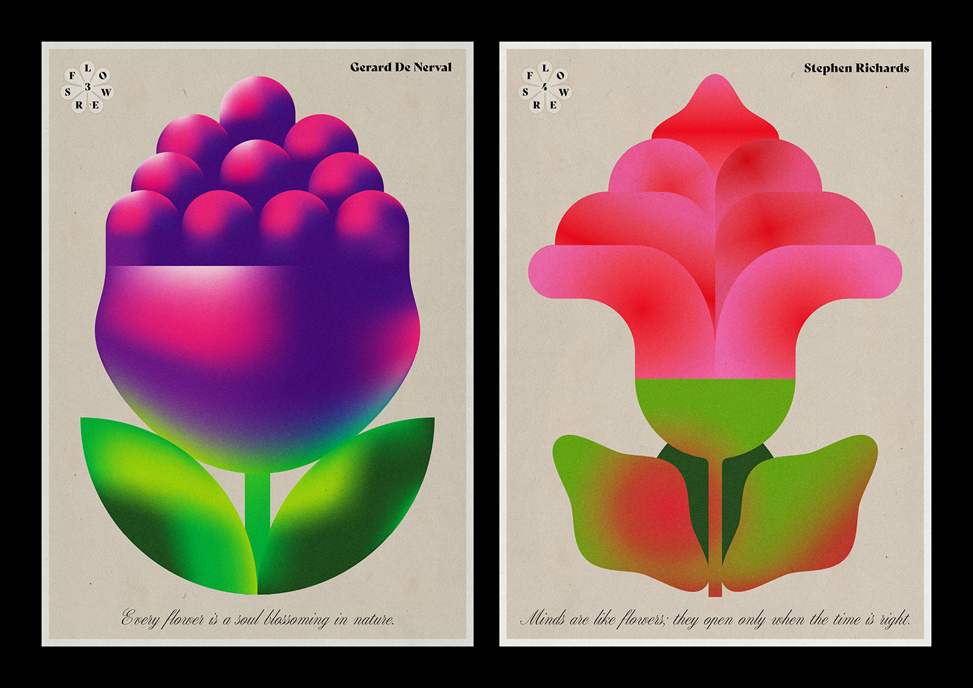 floral flower gradient Nature poster print Quotes art decoration Minimalism