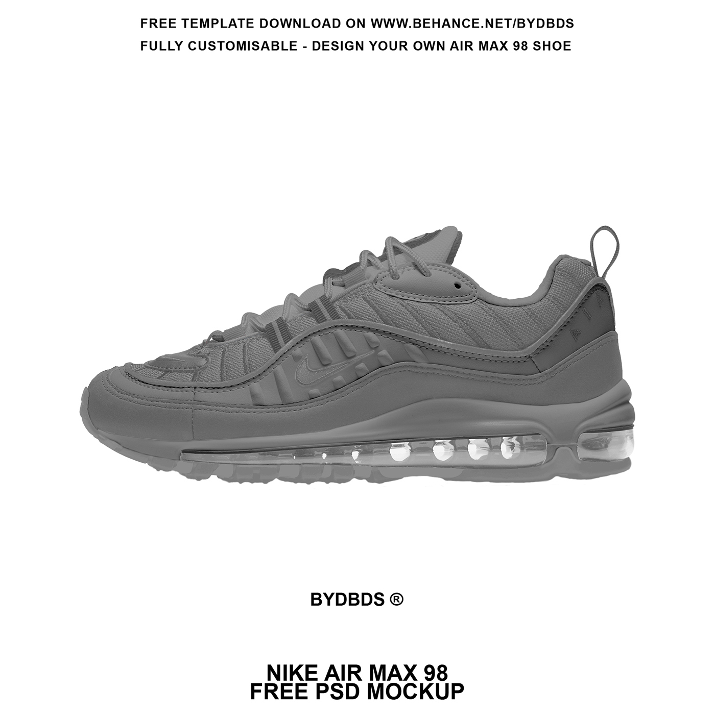 FREE NIKE AIR MAX 98 PSD TEMPLATE MOCKUP on Behance