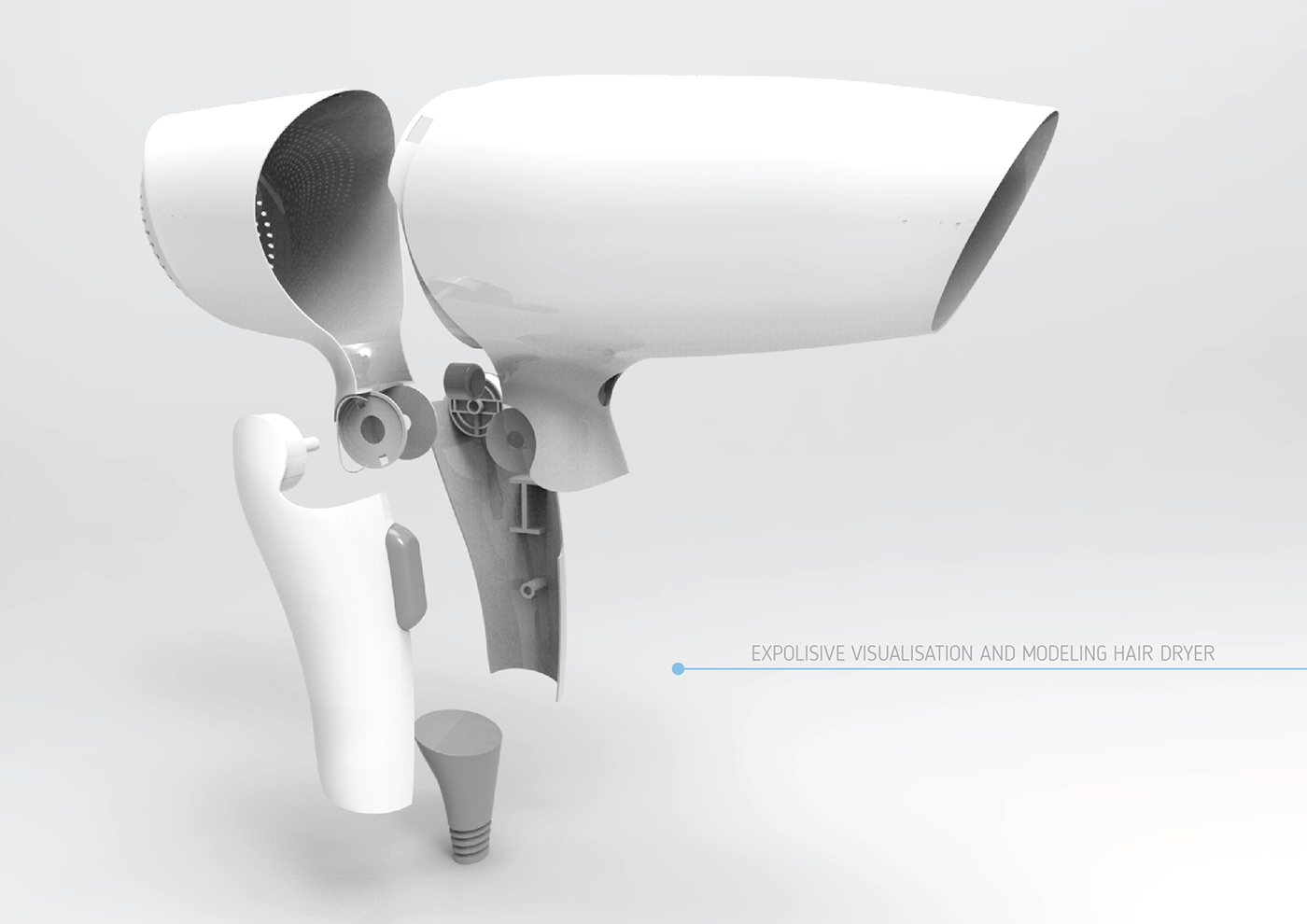 modeling 3d rihnoceros visualisation Hair Dryer explosive render Render 3D modeling