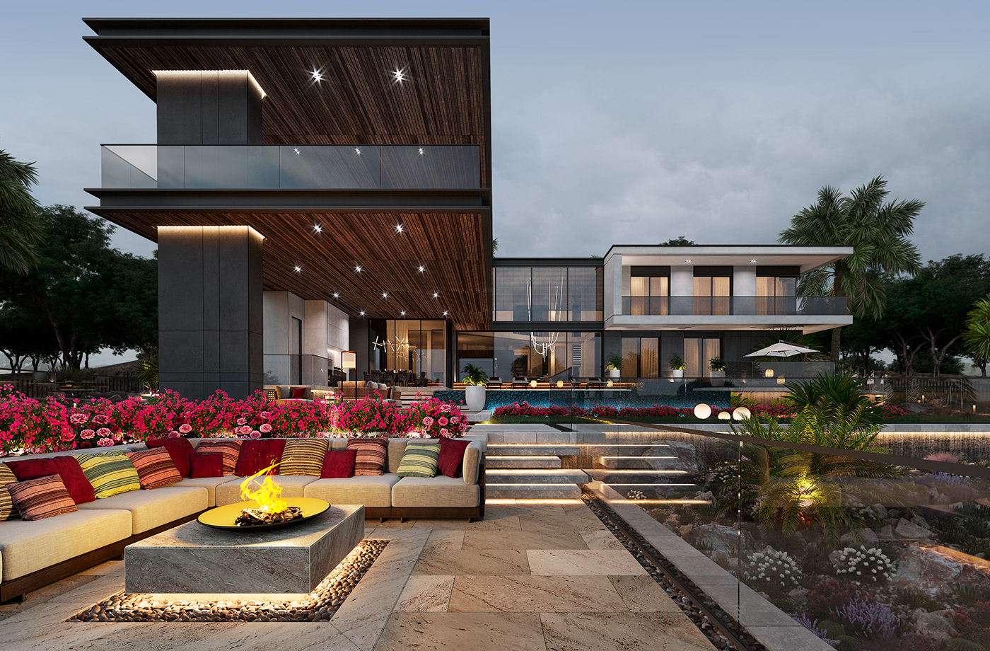 3d render architecture Landscape Landscape Design Render terrace