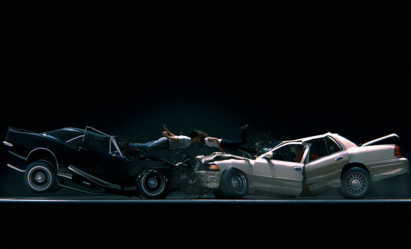 car crash 3D Advertising  Ford
