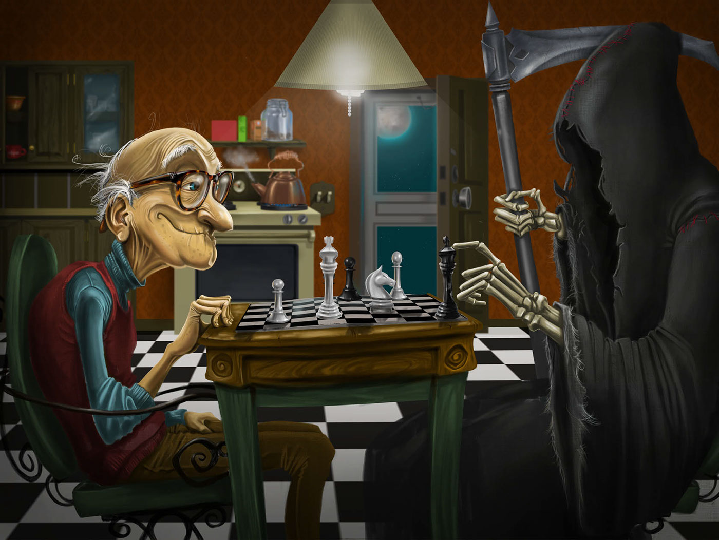 photoshop death grim reaper old man chess