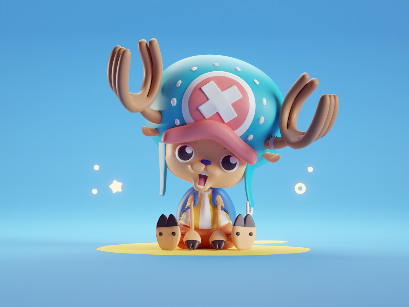 bustercall one piece Render blender b3d Character ILLUSTRATION  3D cute anime