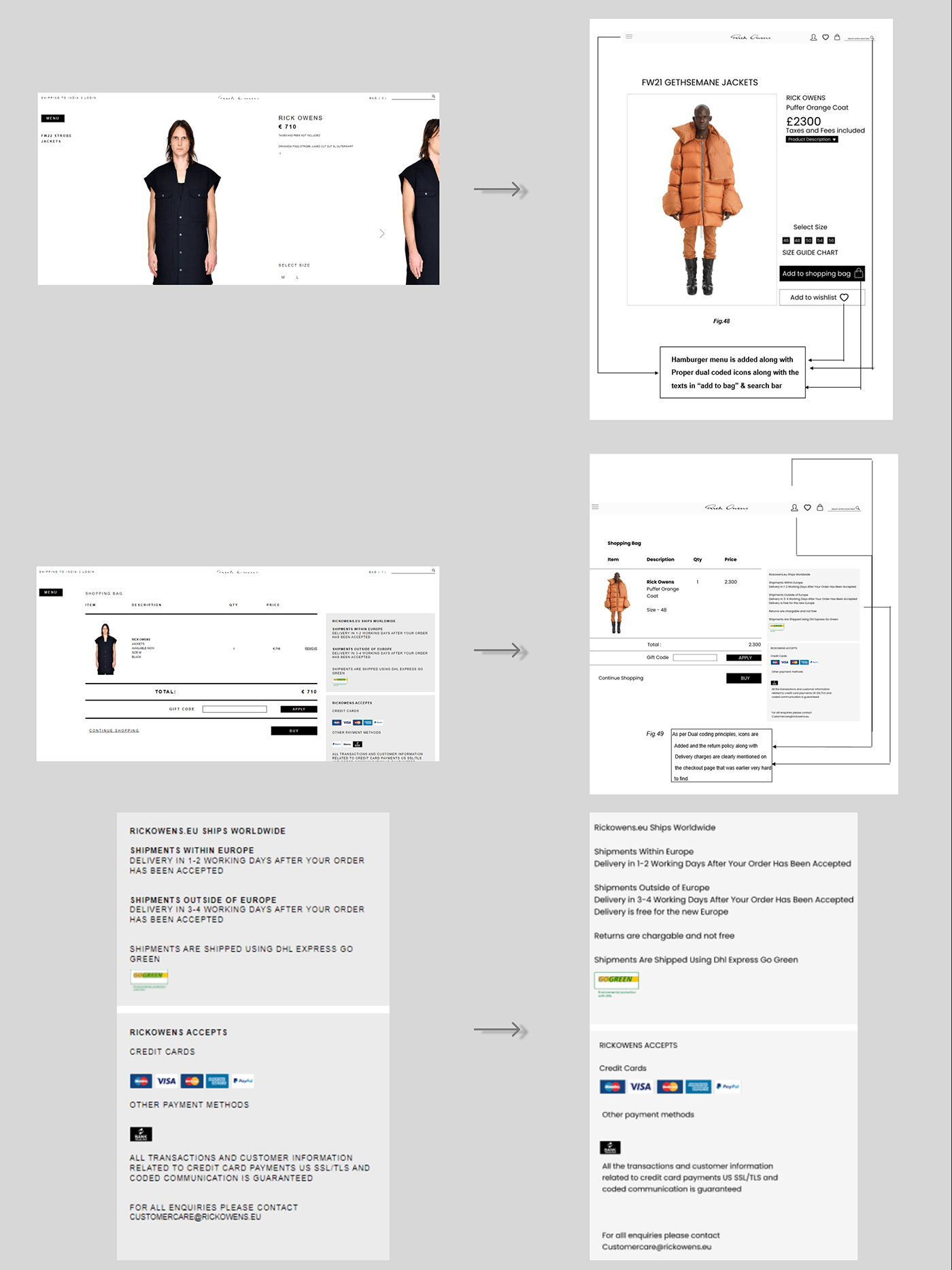 Fashion  redesign revamp rick owens usability testing website redesign