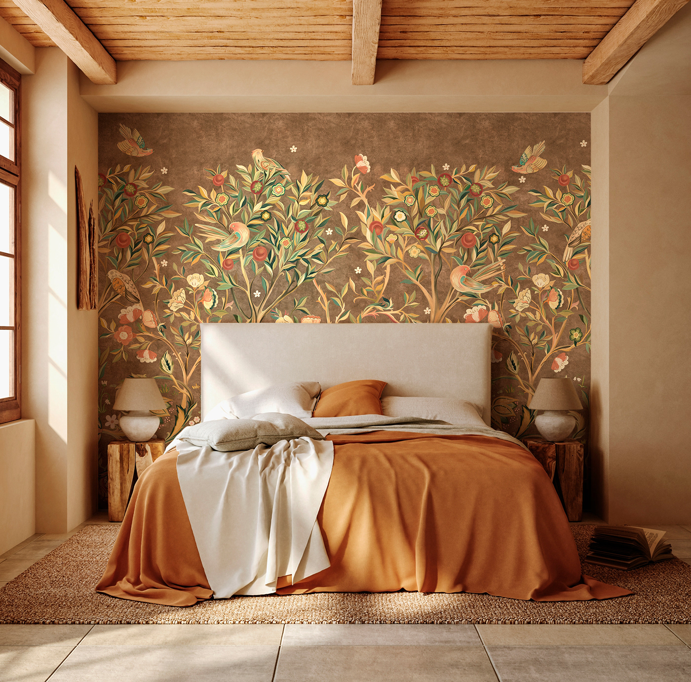Digital Art  ILLUSTRATION  interior design  Mural painting   pattern print Procreate wallpaper Wallpaper design