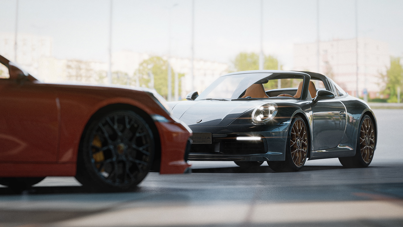 911 targa amtomotive cgi automotive rendering car cgi car rendering keyshot Martini Porsche porsche carrera product visualization
