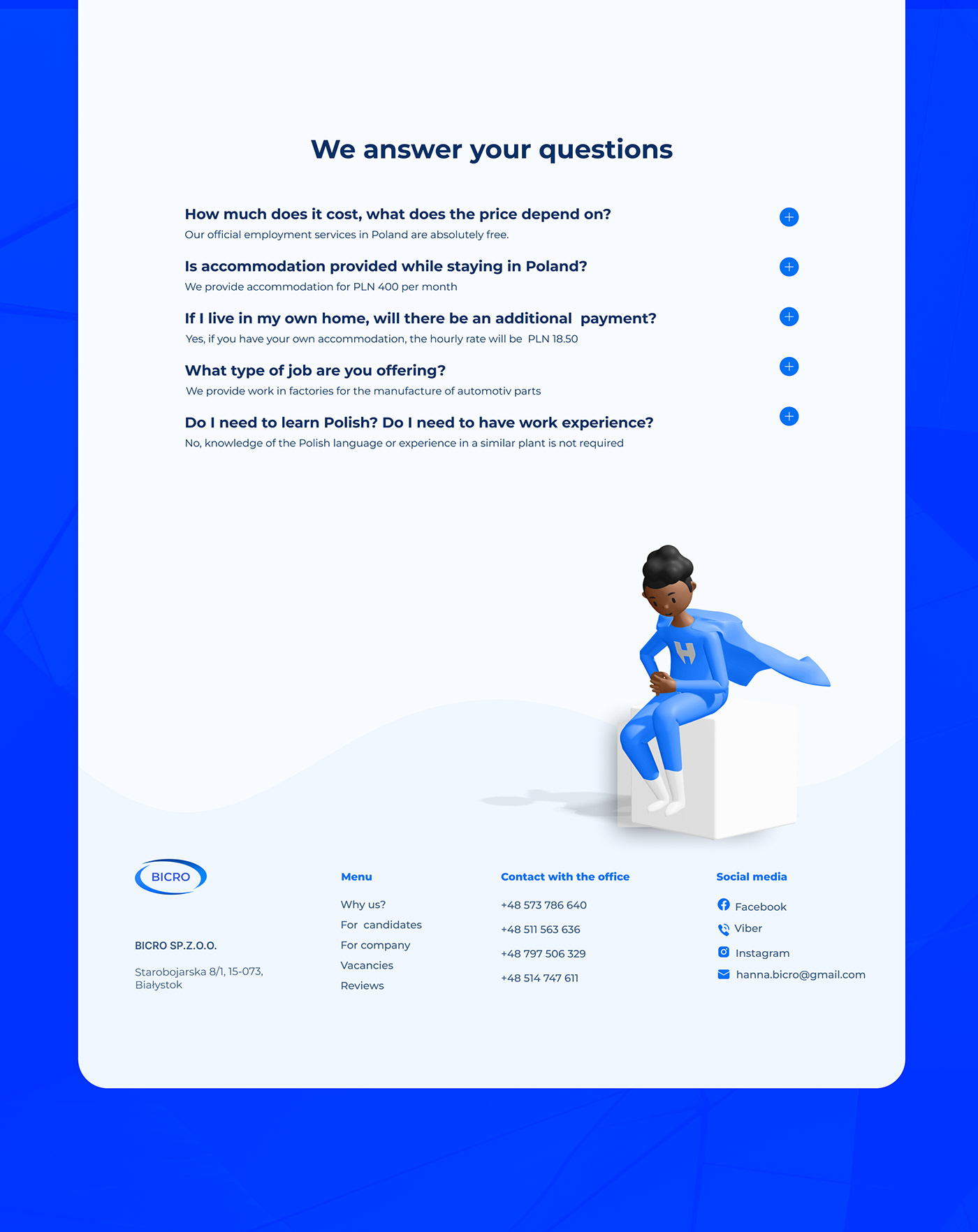 blue concept Employment employment agency Figma lannding page minimal UI/UX Web Design  Website