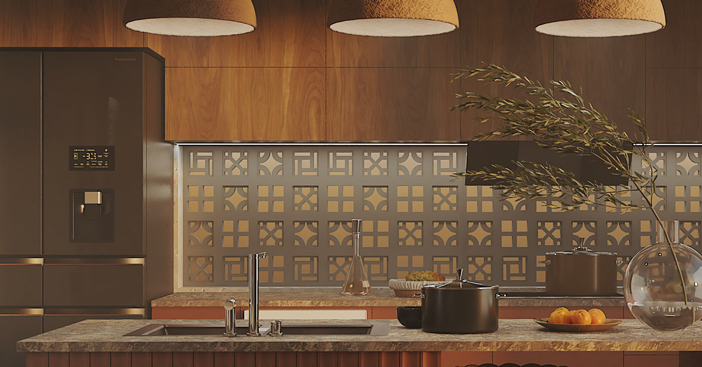furniture kitchen interior design  rustic vray skecthup 3D architecture