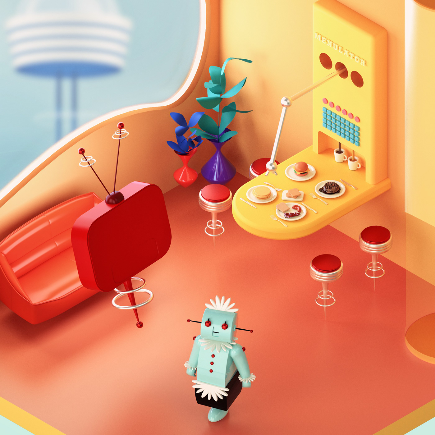 3D c4d cartoon network cinema4d free future Jetsons nostalgia rooms the rooms project