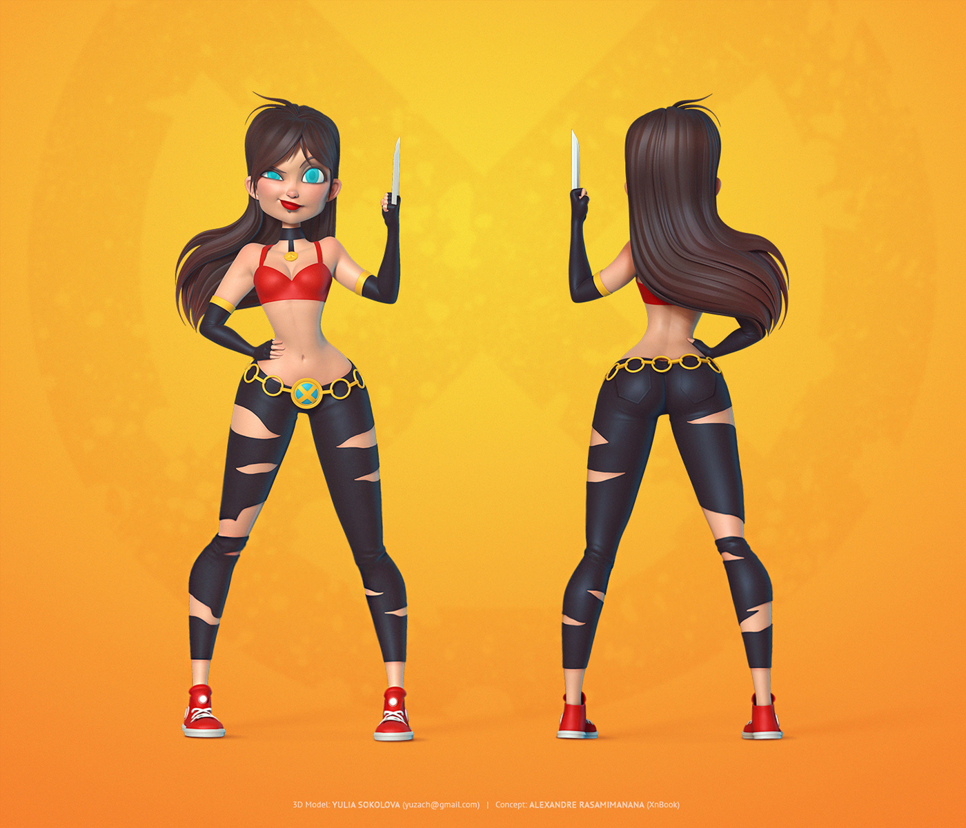 3D digital Character animation  comic marvel girl SuperHero x-men female