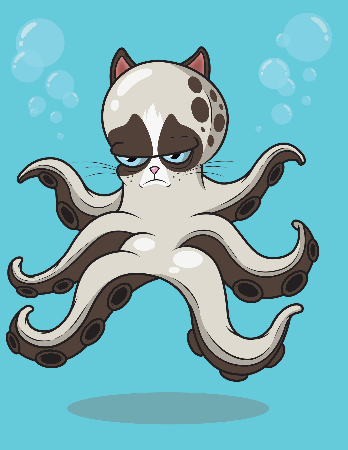 octopus Cat pussy Manila philippines adobe illustrator ILLUSTRATION  grumpycat art artwork