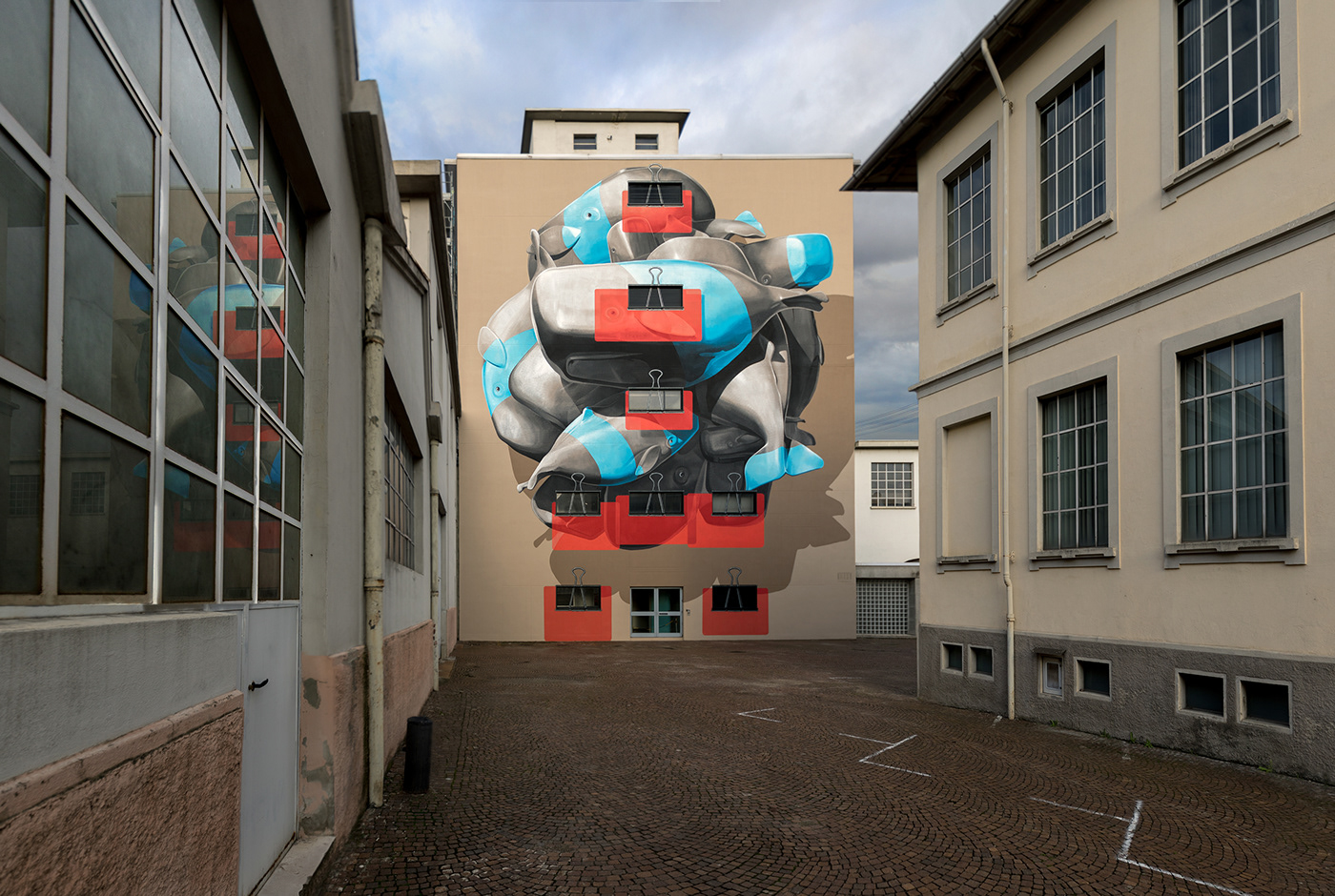 novara Italy Whale clip Mural cluster Street Art  urban art environment