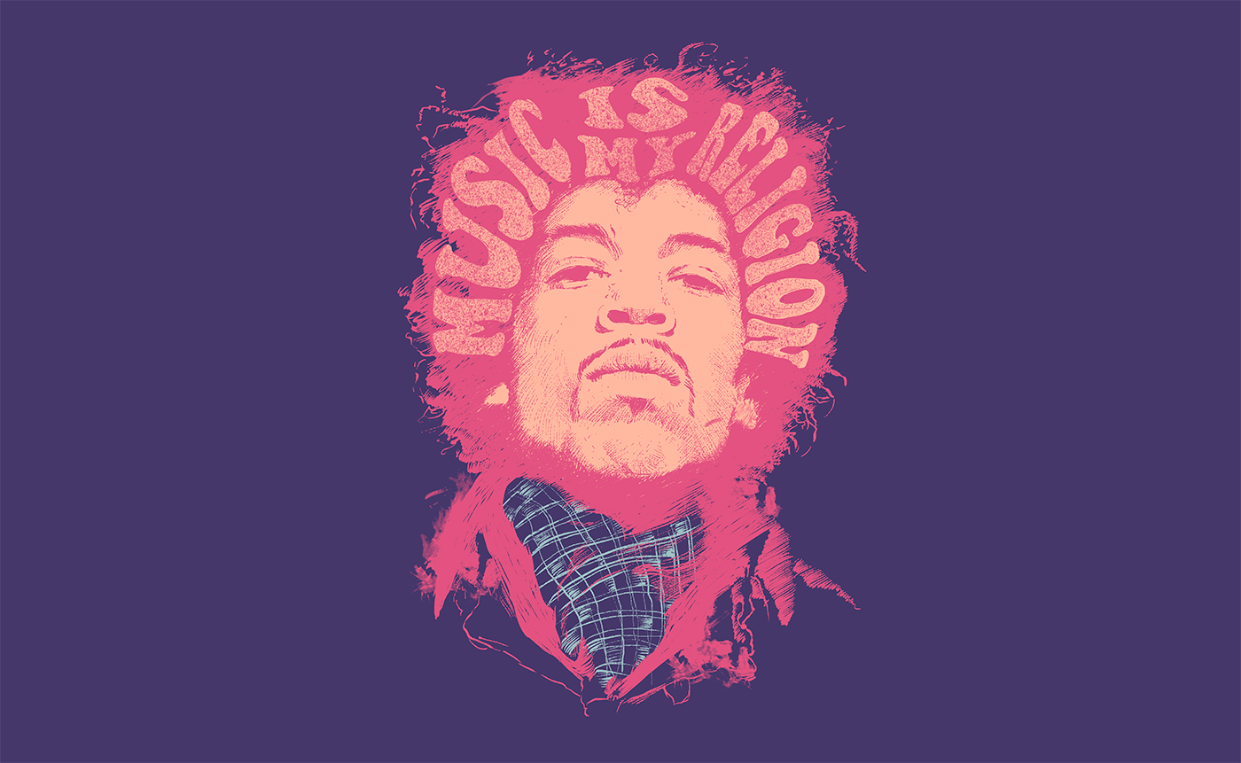 Jimi Hendrix Hendrix music rock guitar 60's hippie woodstock chicorei t-shirt