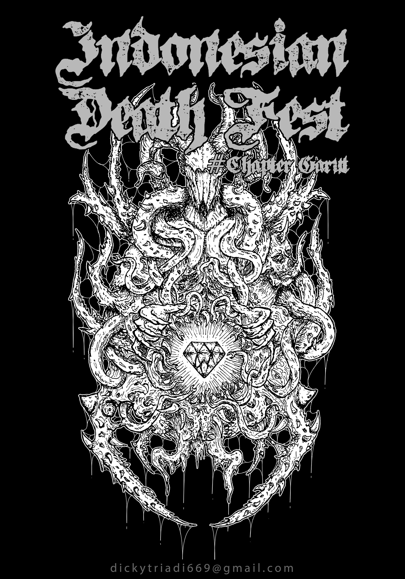 artwork black and white brutal darkart deathart Deathmetal fest music poster sheep