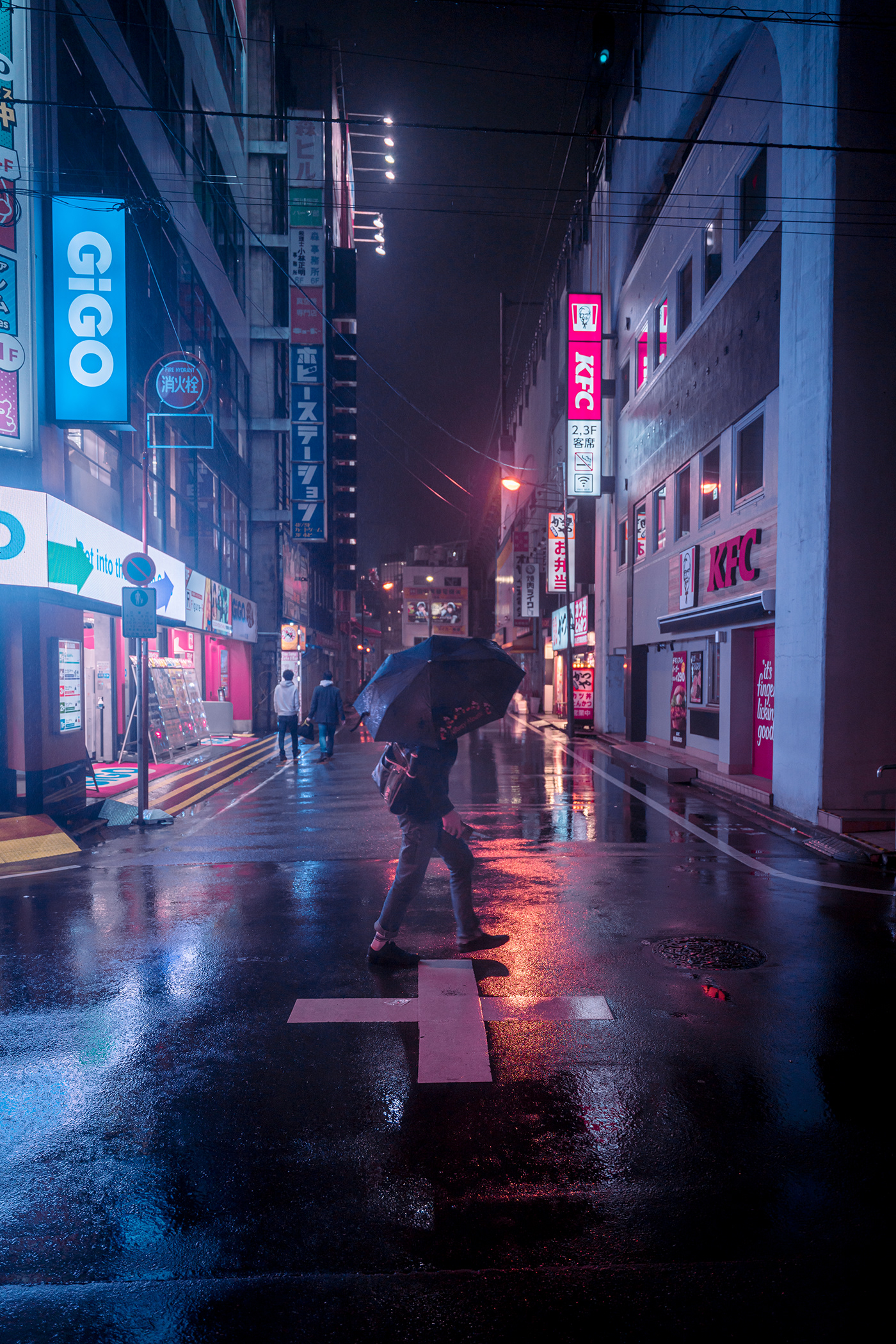 cinematography city Cyberpunk japan lightroom mist night rain Street Urban