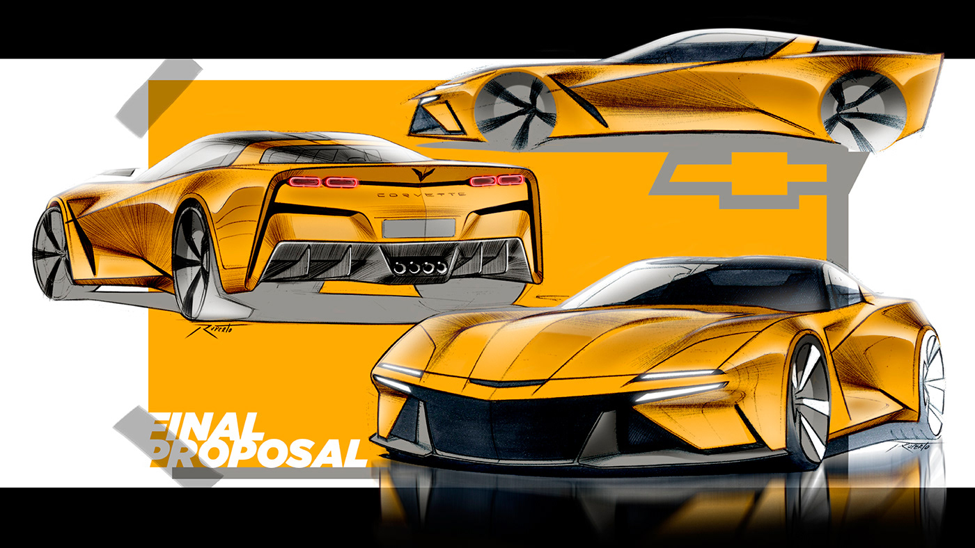 american autodesign car cardesign chevrolet Corvette rendering sketch Sportscar transportation