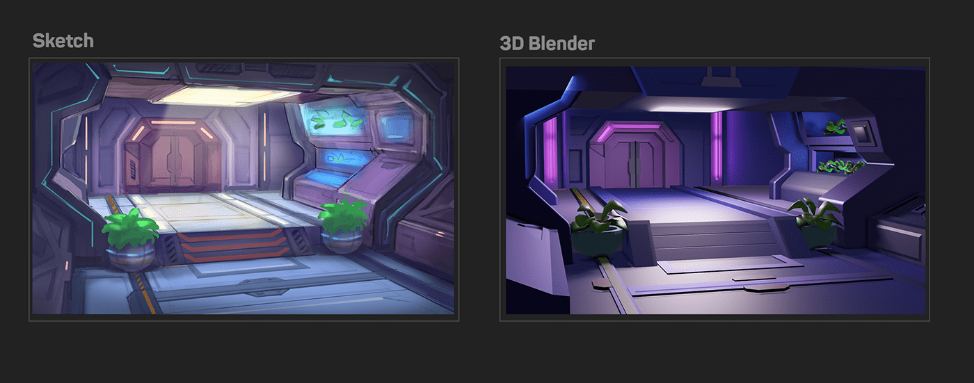 2D Digital Art  3D Sci Fi Interior blender Space  cg background