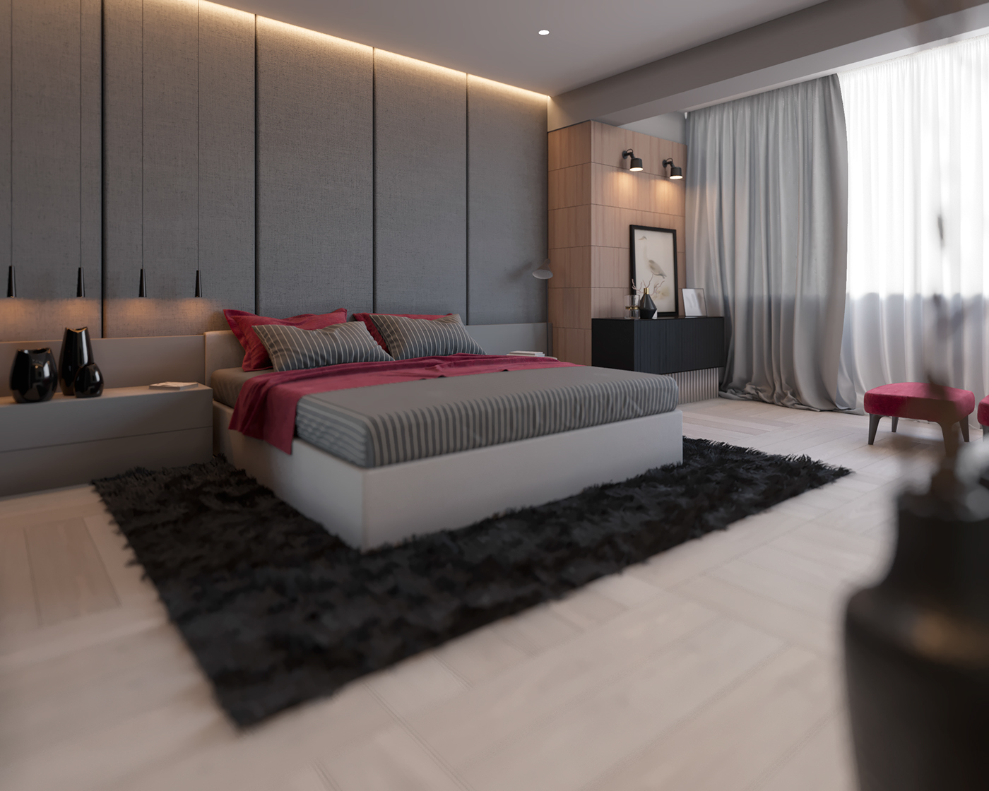 bedroom design Interior room corona 3dmax photoshop wood Krasnodar