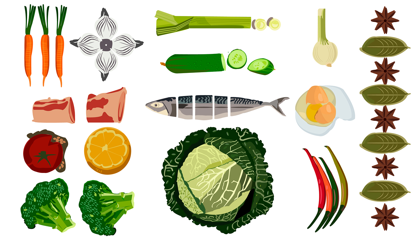 healthy food ILLUSTRATION  Food  icons logo graphics diet vegetables fruits spices