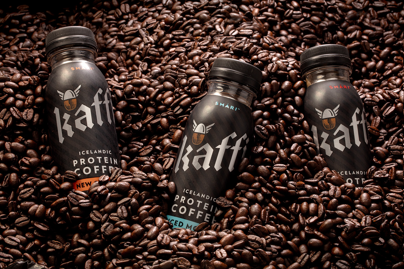 bean beverage Blackletter Coffee design icelandic Kaffi Packaging protein viking