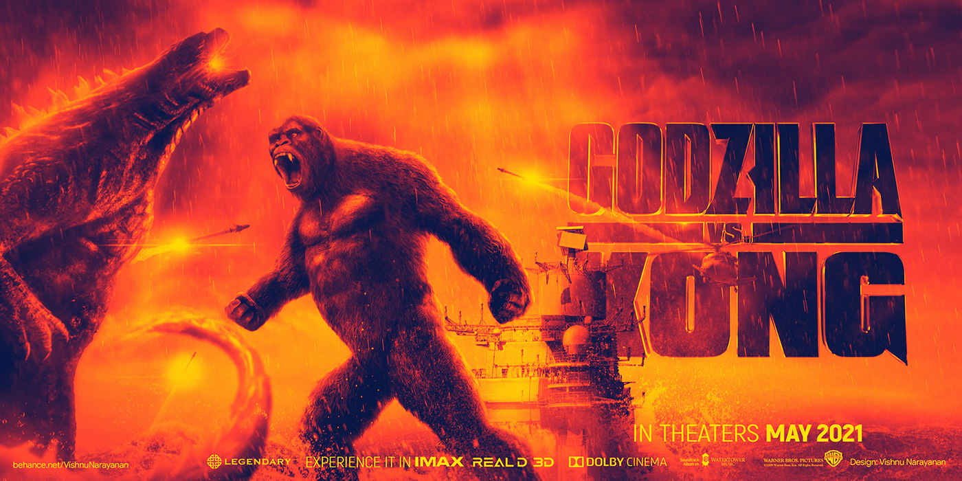 concept Film   godzilla hollywood key art King Kong movie poster publicity design