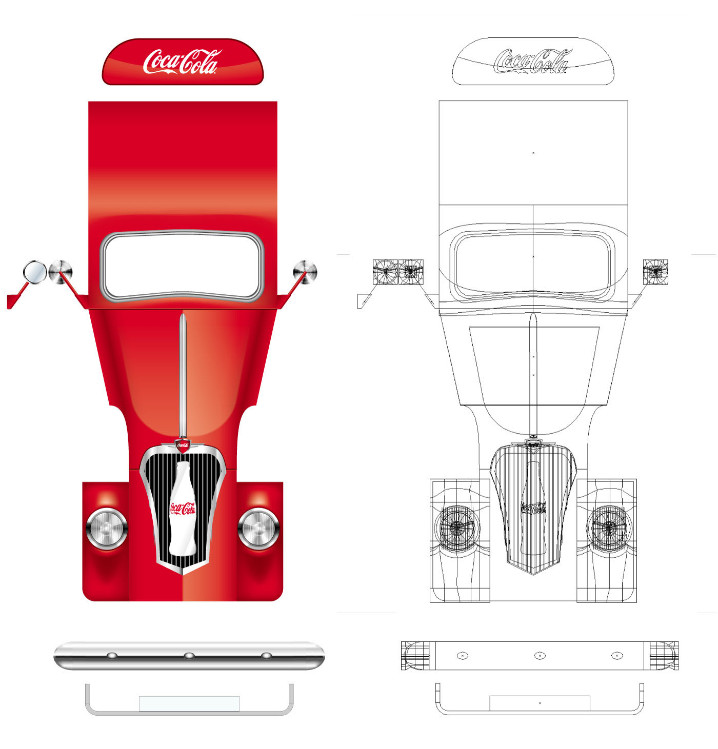 Illustrator Point of Sale Truck vintage ponto de venda Caminhão Coca-Cola natal