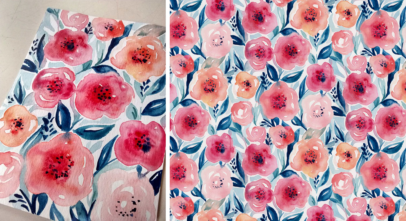 watercolor floral flower spring Bouquet print pattern