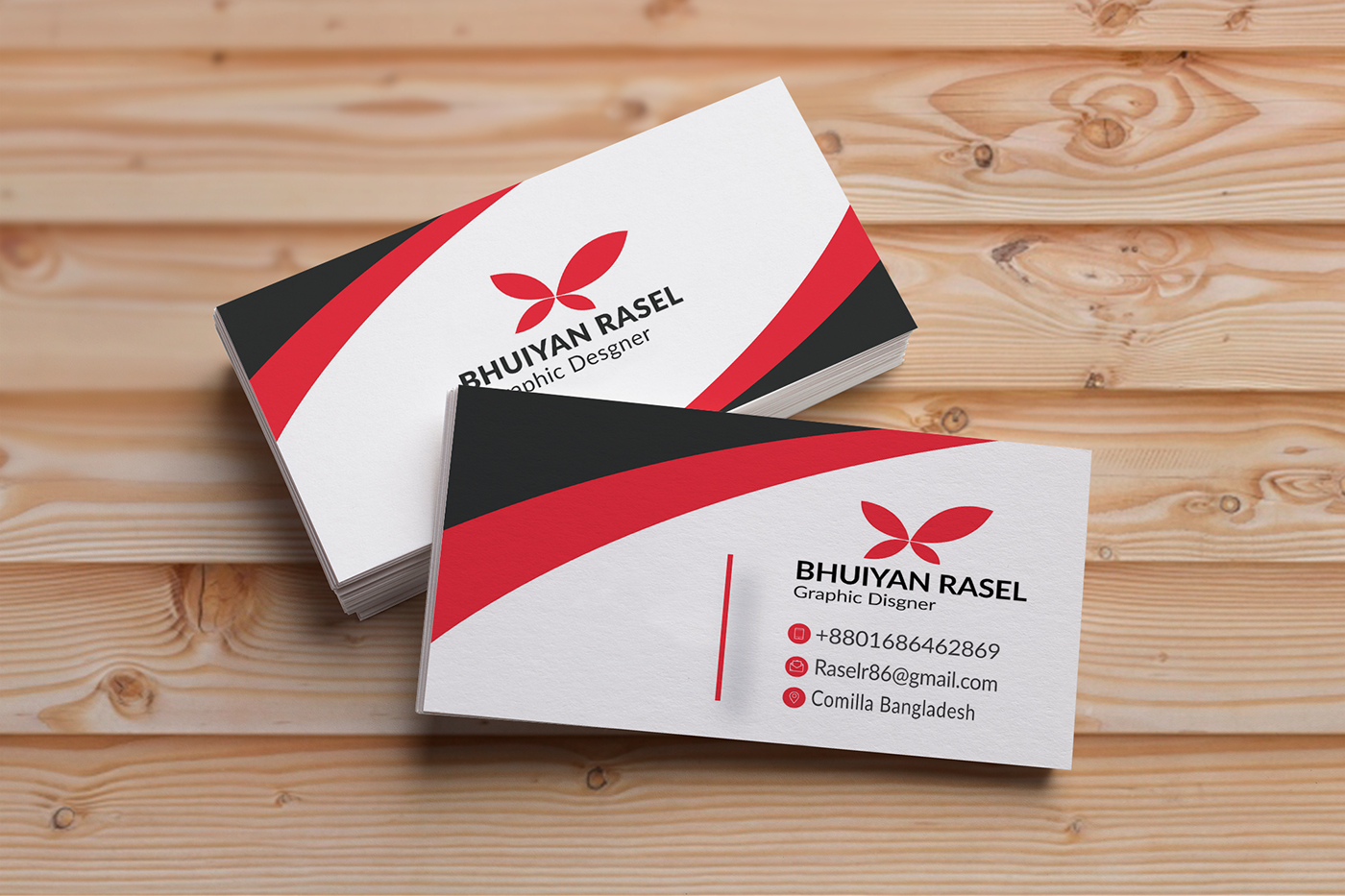 business card nice card 3 color read black cool BUTFOOL