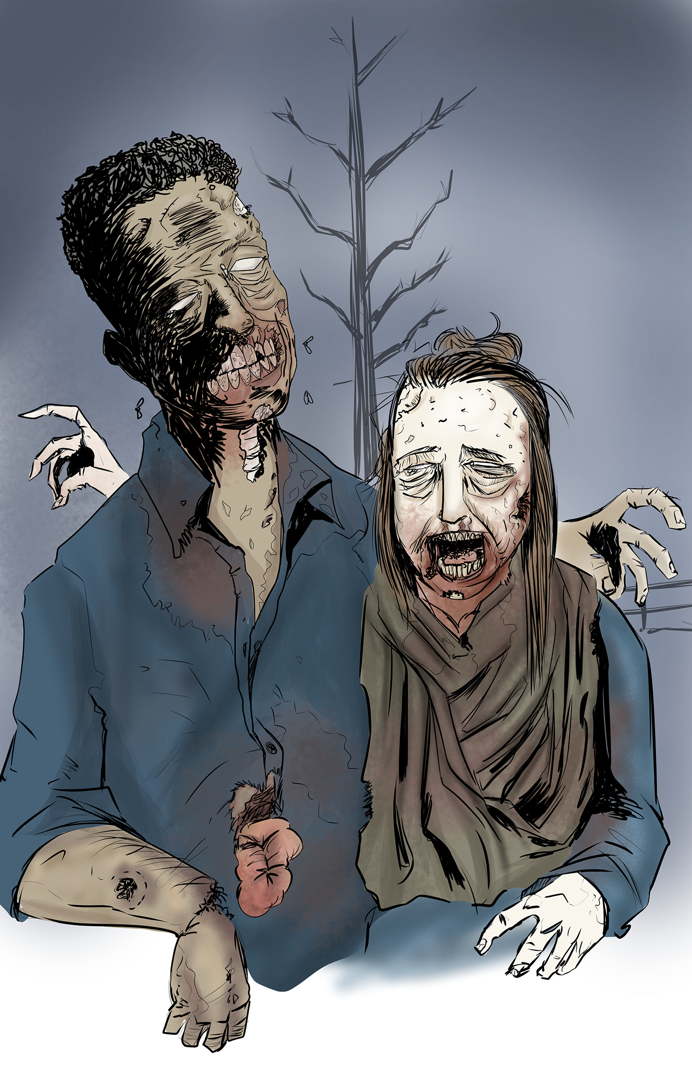 human face zombies Zombieland zombie apocalypse commission zombiefied The walking Dead zombie gore horror