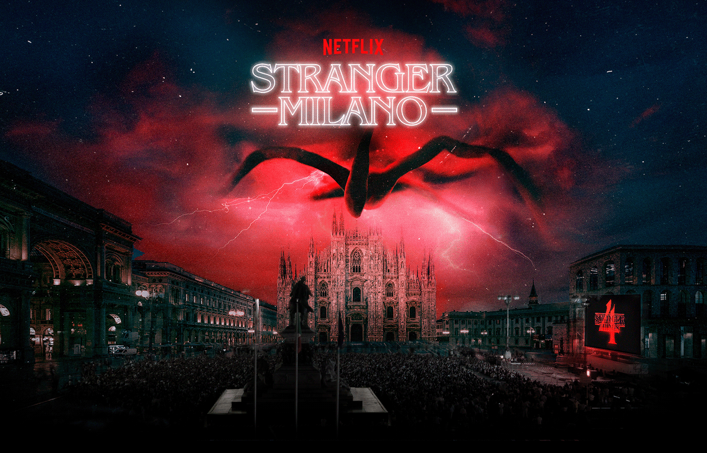 Advertising  Event milano Netflix Stranger Things 80s campaign Italy Outdoor stunt