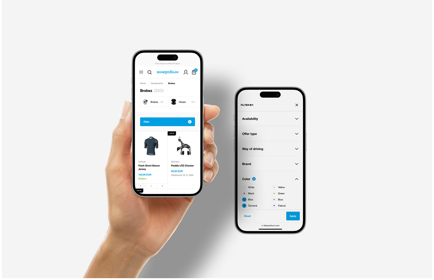 eCommerce product list and filter on mobile